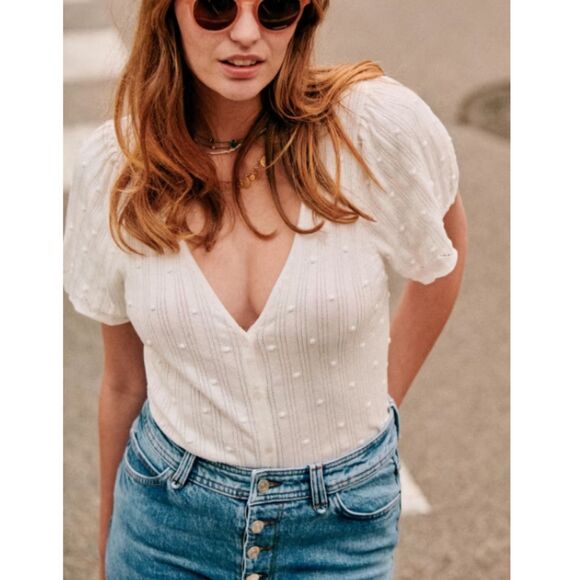 Sézane White Textured Blouse - Picture 1 of 9